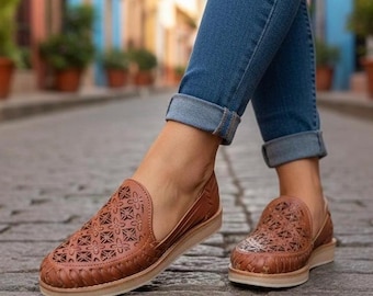 Sandalias Huarache con acabado rosa/Huarache cafe/Sandalias de piel con acabado/Sandalias mexicanas para mujer/Zapatos huarache para mujer/