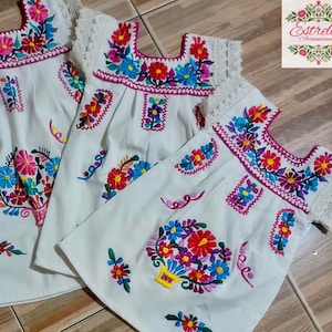 Traditional Girl&#39;s Dress. Floral Embroidered Mexican Dress. Mexican Embroidered Girl Dress .Mexican Fiesta Birthday Theme