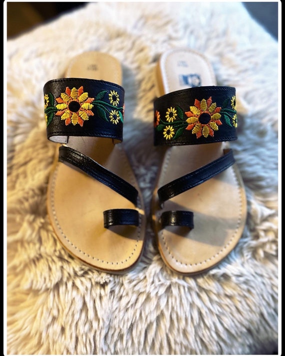 Sunflower Sandals Bordadas Material Súper Cómodo Huarache - Etsy Canada