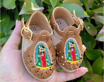 Huaraches de la Virgen de Guadalupe para bebé niña//Sandalias de bebé de la Virgen de Guadalupe//Sandalias de bebé de la Señora de Guadalupe