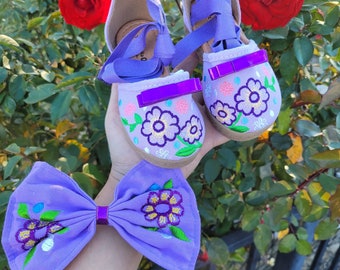 Girls Isabel Encanto Shoes with Bow, Mexican Huaraches
