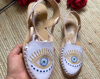 Huarache para mujer bordadas/Huarache mexicano para mujer/Huarache artesanal de mujer/Sandalias boho hippies/Sandalias mexicanas