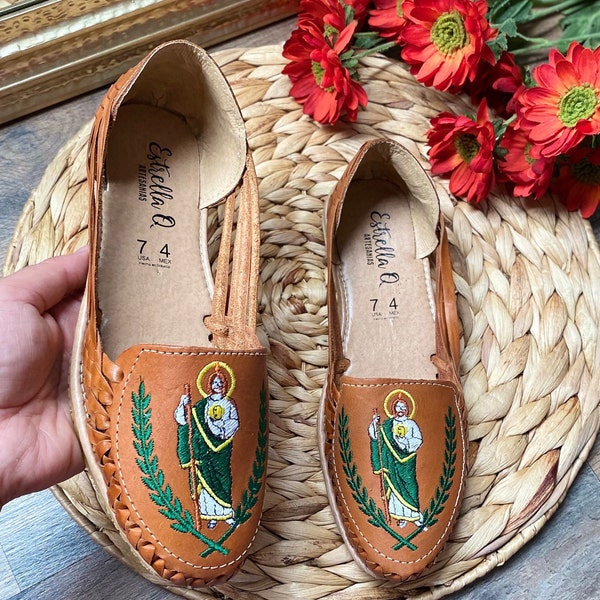 Sandalia Huarache para mujer san juditas/boho hippie sandalias mexicanas/zapato huarache mujer/sandalias de cuero para mujer/huarache flats/