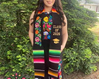 Personalized Mexican Graduation Stole, Class of 2026, Graduation Stole, Mexican Sarape Graduation Stole, Personalized Stole