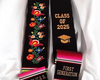 Personalized Mexican Graduation Stole, Class of 2026, Graduation Stole, Mexican Sarape Graduation Stole, Personalized Stole