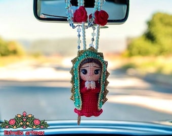 Our Lady of Guadalupe Charm, Rearview Mirror Charms, Car Mirror Ornament, Religious Figures, Virgin Mary Car Decoration, Special Gift