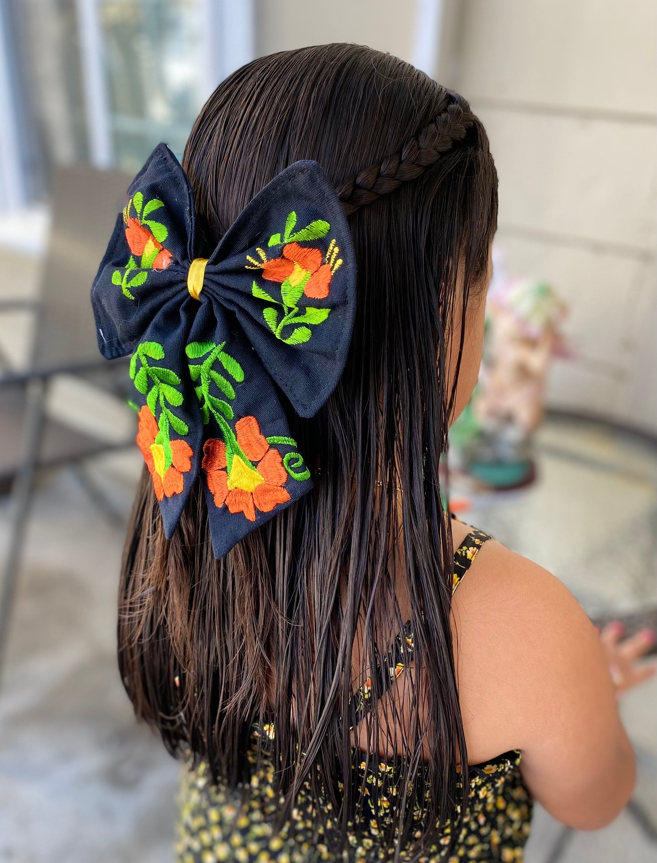 Handmade Embroidered Floral Hair Bow, Mexican Style - Etsy