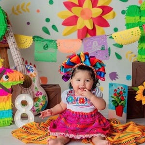 Mexican Crop top Traje de bebe/Baby girl mexican dress / Sarape outfit for baby/ fiesta uno set/ baby bloomers/ mexican dress for baby girl/