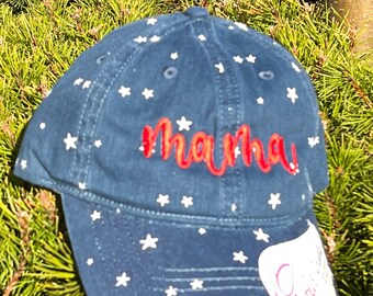 Gorra de béisbol con cola de caballo para mujer con bordado de estrella de mamá