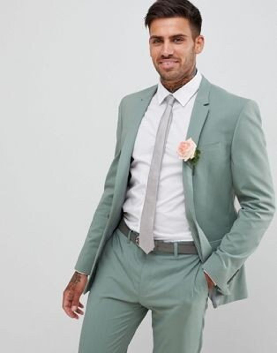Men Suit 2 Piece Mint Green Formal Dress for Men Slim Fit Suit Etsy