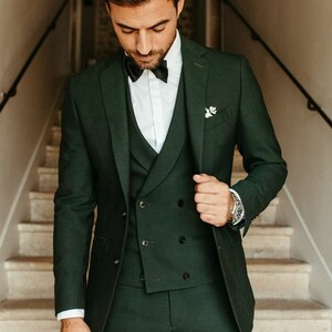 Men Suit Dark Green Wedding Suit Groom 