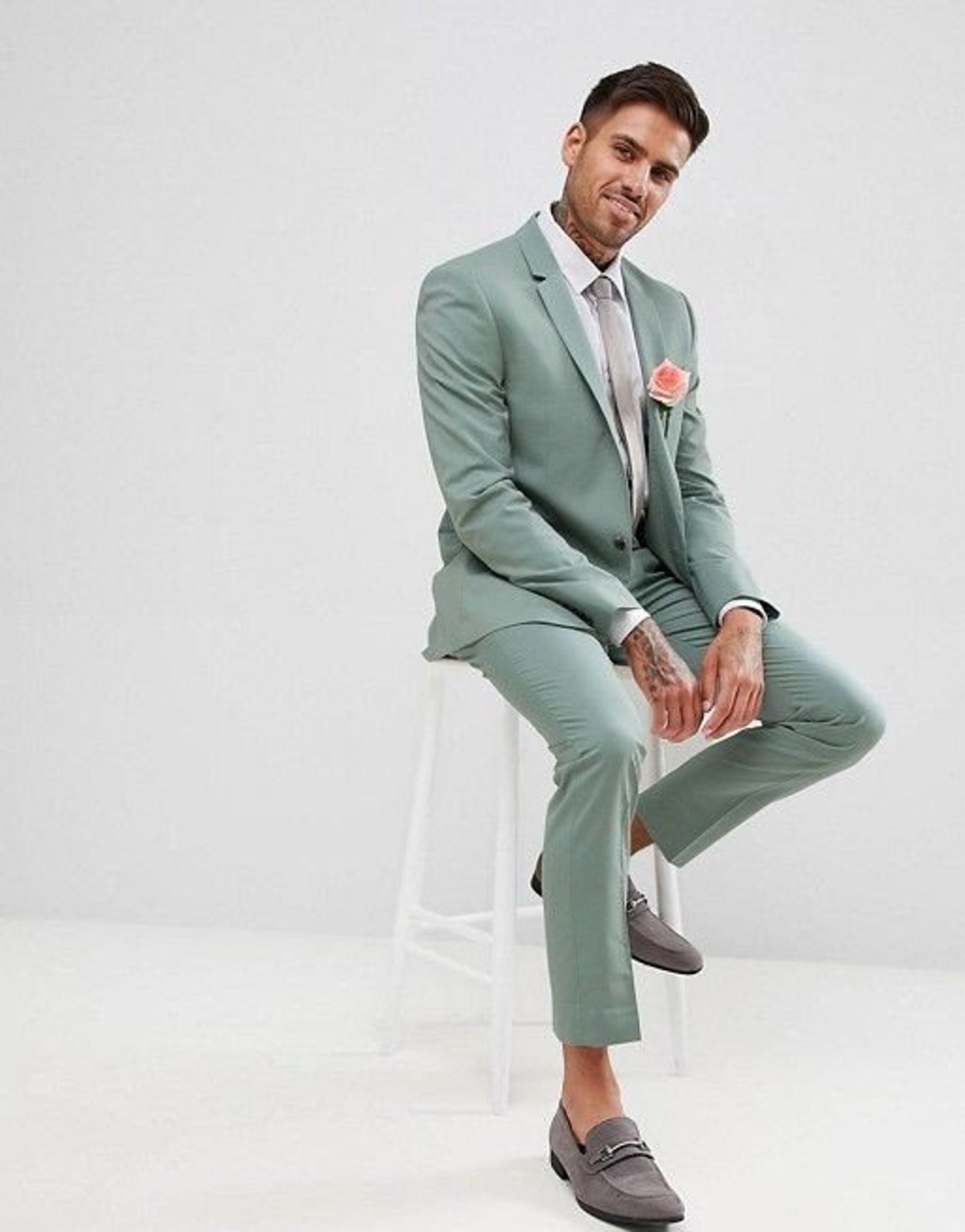 Men Suit 2 Piece Mint Green Formal Dress for Men Slim Fit Suit Etsy