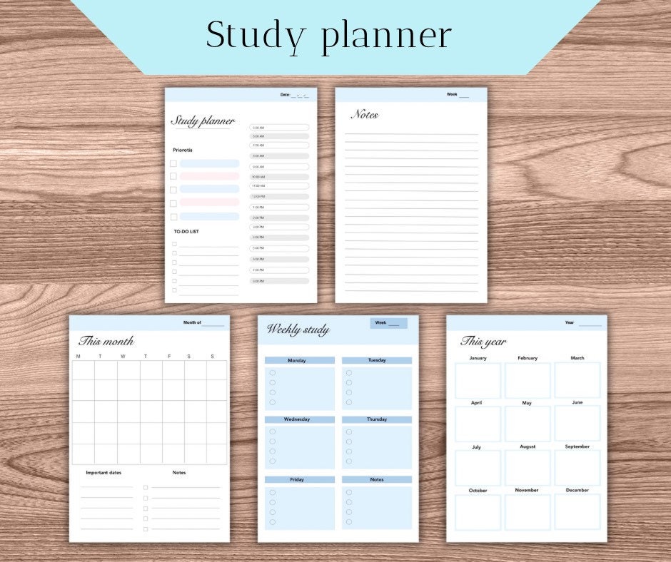 Student Study Planner Printable Planner College Student Etsy