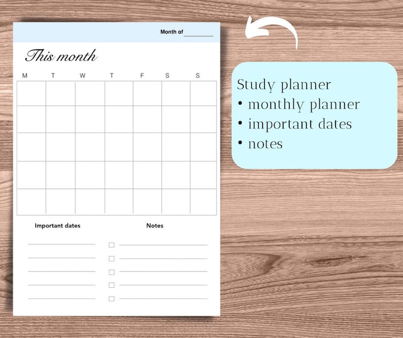 Student Study Planner Printable Planner College Student - Etsy