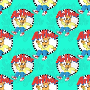 Patrón sin costuras de la serie Arthur de los años 90 y 2000 / Patrón de superficie / Patrón digital / Diseño de tela / Dibujos animados