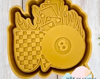 8 Ball Silicone Freshie Mold: Luck On Fire Air Freshener