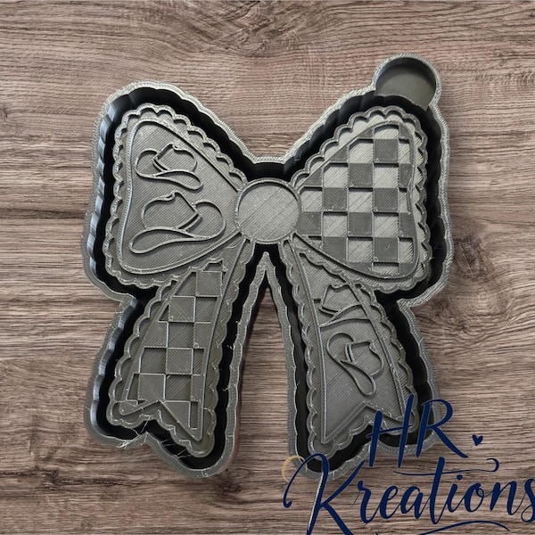 Western Checkered Bow Car Freshie Silicone Mold: Aroma Bead & Wax Crafts