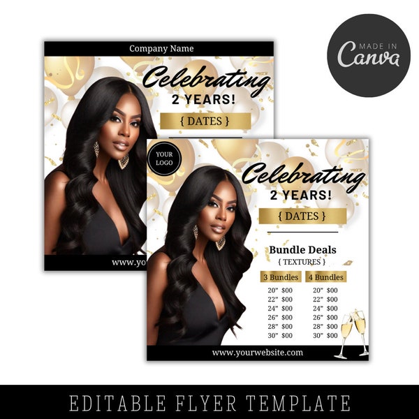 Bundle Deal Sale, Hair Business Flyer, Social Media Flyer, Hair Flyer, Anniversary Sale Flyer, Flyers, Flyer Template, Business Anniversary