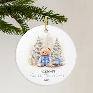 Personalized Baby Boy First Christmas Ornament 2025 with Baby Name 1st Christmas Ornament, Baby Shower Gift Family Keepsake, New Mom Gift