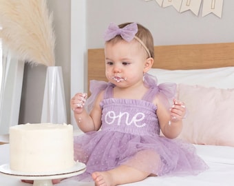 First Birthday Dress, Hand-Embroidered Baby Name outfit, Personalized Baby Girl Tutu Dress, Smash Cake Outfit for Girl, 1st Birthday Romper