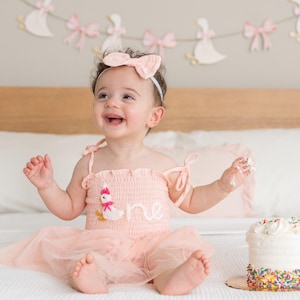One Silly Goose First Birthday Dress, 1st Birthday Outfit Girl, Personalized Baby Name Romper, One Sweet Peach Outfit, Silly Goose Baby