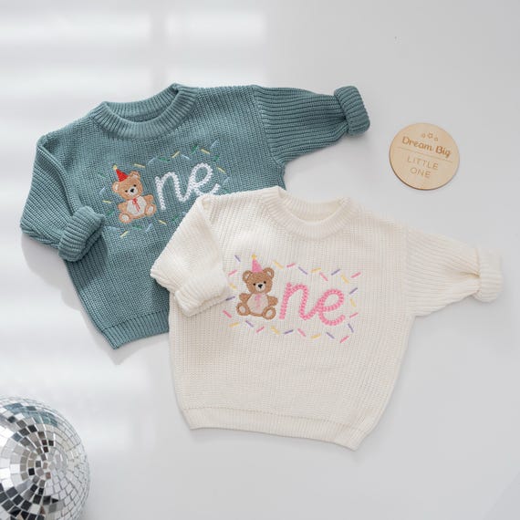 Bear First Birthday Boy Sweater, Beary 1st Birthday sweatshirt, Personalized Cake Smash Outfit