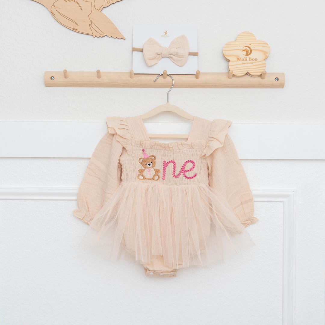 Beary First Birthday Outfit Girl, Teddy Bear 1st Birthday Dress, Cake ...