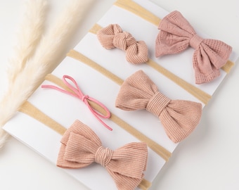 Set of 5 Beautiful Pink Baby Headbands Pack of 5 Baby Girl Hair Bows Infant Top Knot Baby Shower Gift Toddler Bows Newborn Hair Accessories