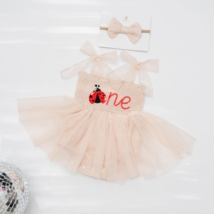 ladybug first birthday dress Ladybug First Birthday Tutu Outfit in red and Black 12month bodysuit / Long Sleeve main image 0