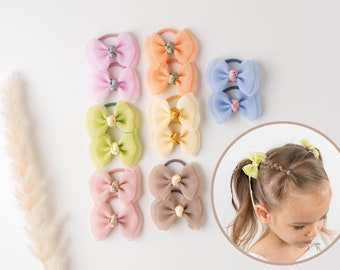 Toddler Hair Ties with Bows, Small Hair Ties, Tiny Hair Bows, Baby Hair Ties, Kids Hair Accessories, Gift for Girls