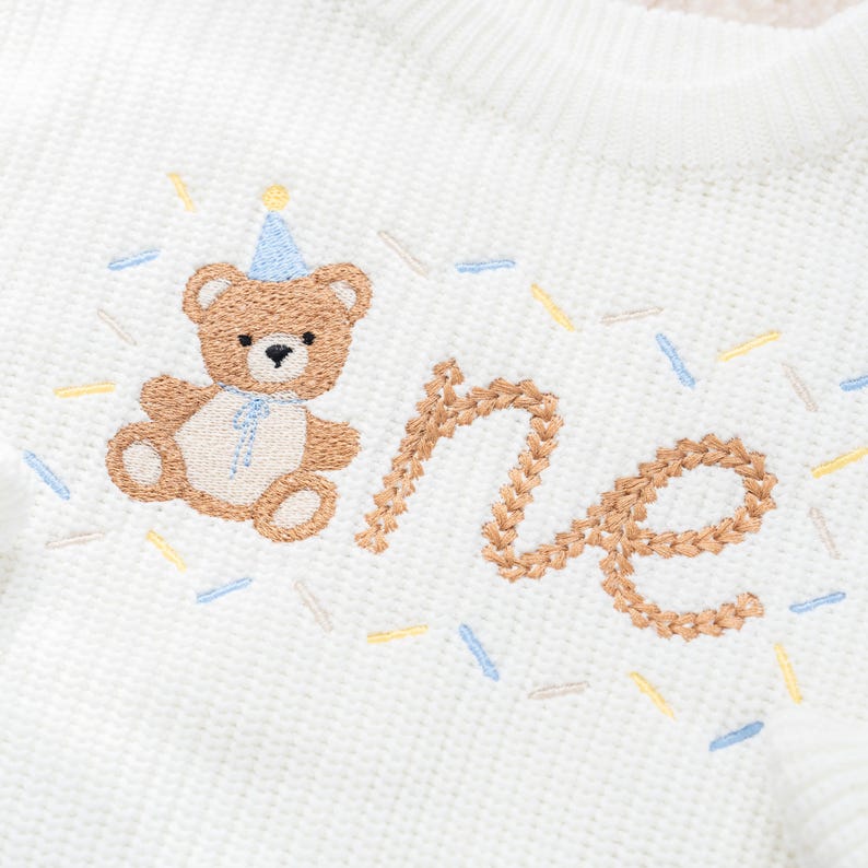 Bear First Birthday Boy Sweater, Beary 1st Birthday sweatshirt, Personalized Cake Smash Outfit image 6