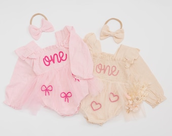 Jurk eerste verjaardag, outfit 1e verjaardag, met de hand geborduurde romper, gepersonaliseerde tutu-jurk babymeisje, outfit smashcake voor meisje
