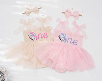 Fairy First Birthday Dress - Butterfly Smash Cake Outfit