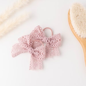 Toddler Hair Ties with Bow, Flower Girl Wedding Bows Baby Hair Ties, Lace Bow Kids Hair Accessories, Pigtail Bow Set, Gift for Little Gi image 6