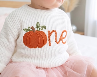 Pumpkin First Birthday Sweater - Personalized Cake Smash Outfit