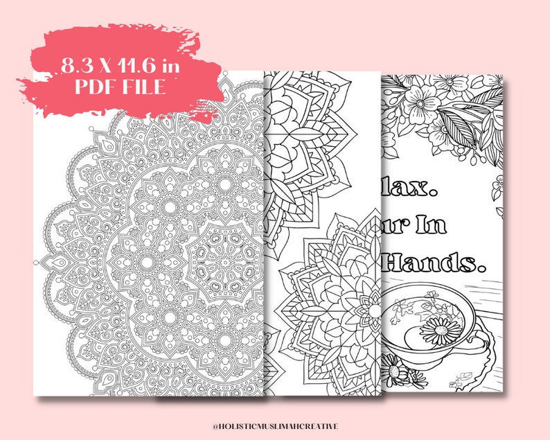 Islamic Art Islamic Gift Coloring Motivational Quote Pages Adult