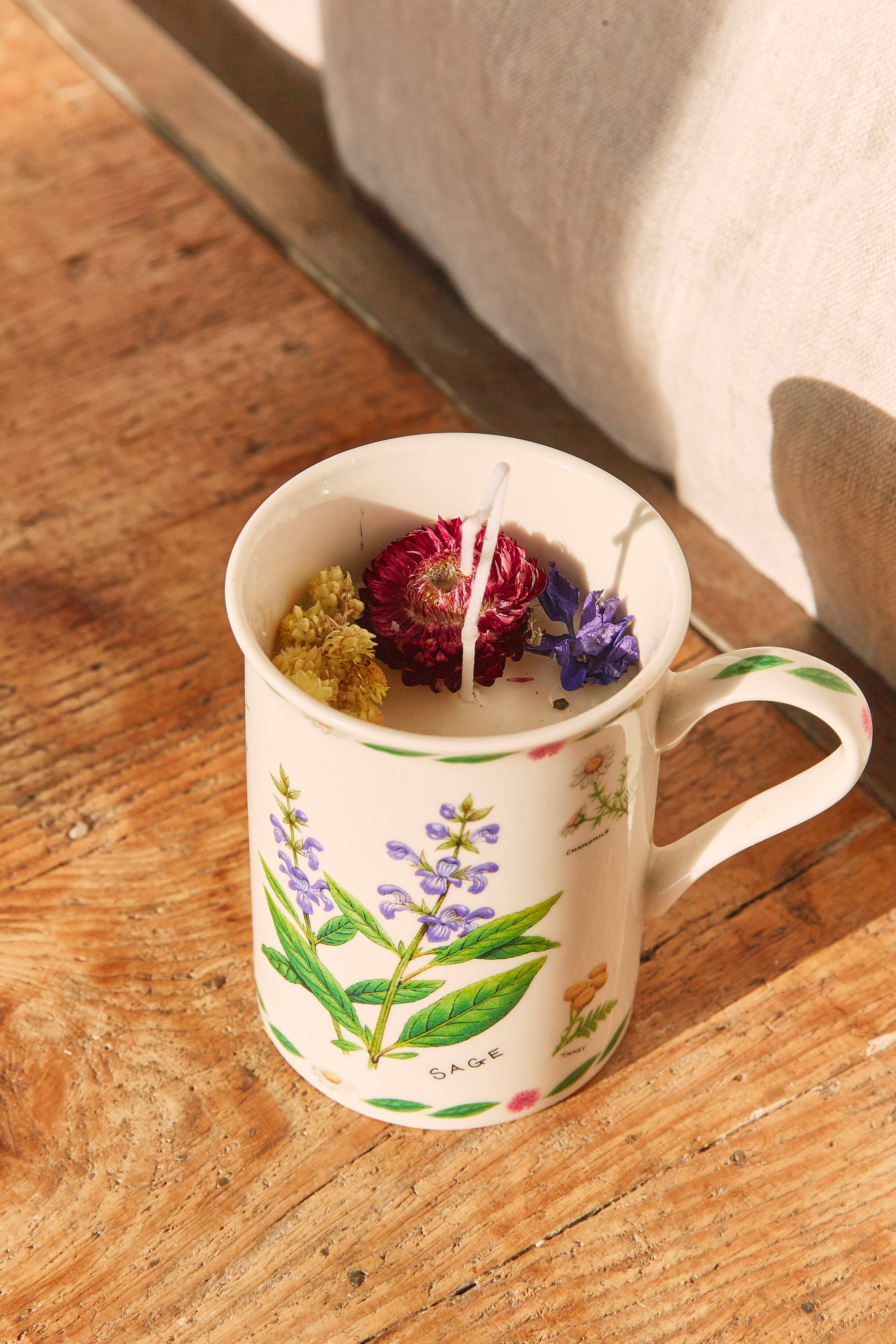 Bougie Tasse Fleurie