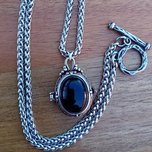 Golden Obsidian Gemstone Locket, Pill, Poison Box Pendant Necklace, 438