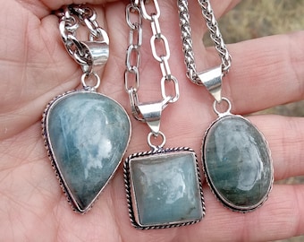 Natural Aquamarine Sterling Silver Pendants: Soothing Calm, Emotional Support