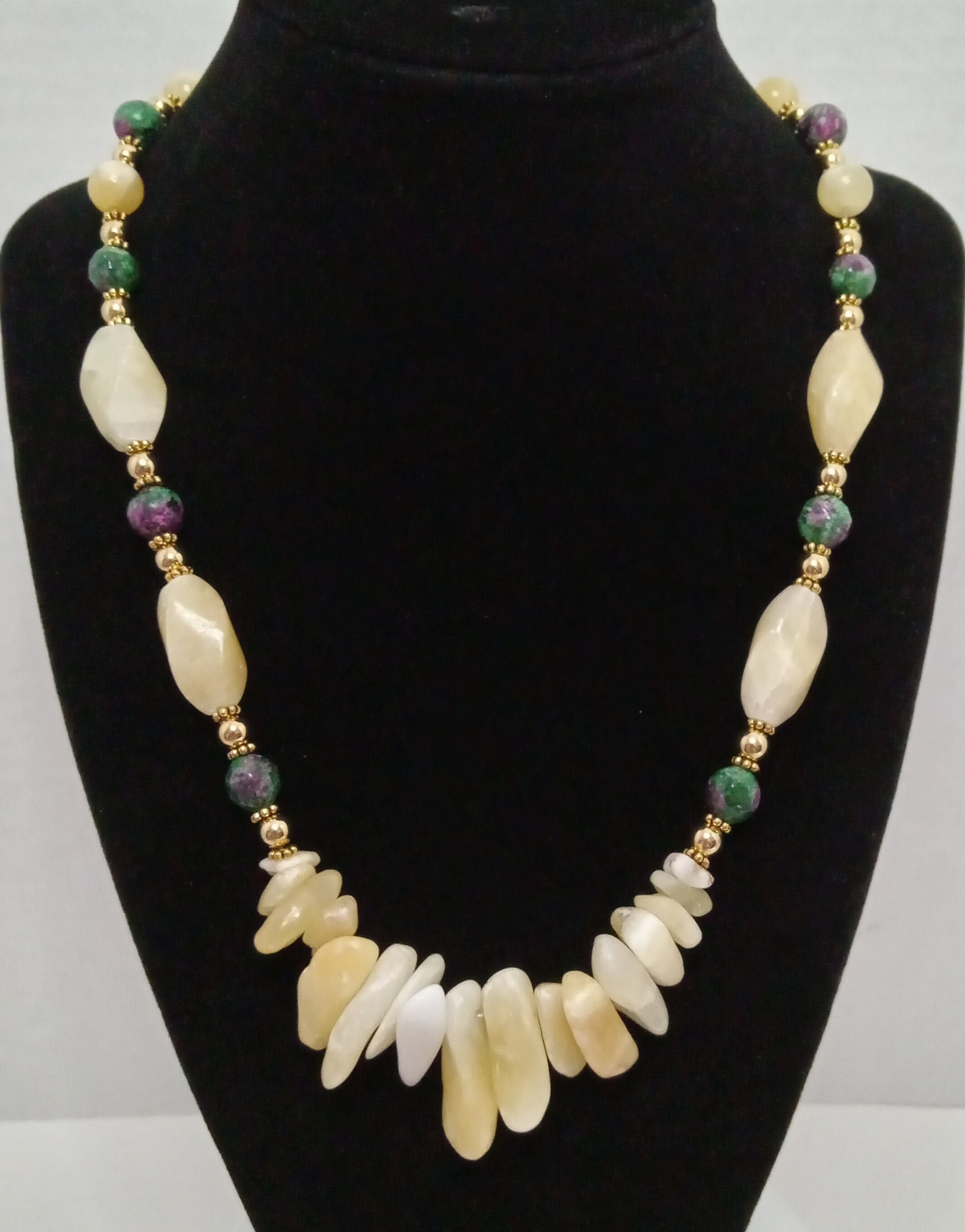 Soothing Calcite and Ruby Zoisite Necklace. 18k Gold Filled Beads ...