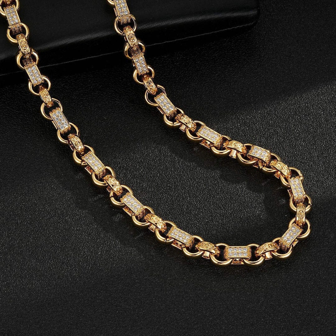 Gypso Chain Gold 18K GF 10mm Gypsy Link Belcher Chain Gents Men Ladies Women Heavy ...