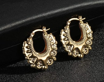 Premium Gold 18K GF 25mm Round Gypsy Creole Lightweight Earrings