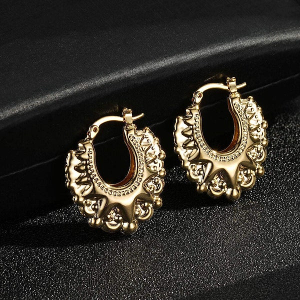 Premium Gold 18K GF 25mm Round Gypsy Creole Lightweight Earrings