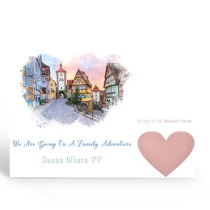 Carte de voeux pour les fêtes, carte de voeux pour faire-part des fêtes avec coeur à gratter - cartes photo personnalisées pour les fêtes - révélation de voyage surprise