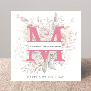 Tarjeta para el Día de la Madre con diseño de flores silvestres botánicas: diseño floral, colores naturales, papel de alta calidad, mensaje personalizable: regalo para el Día de la Madre para mamá