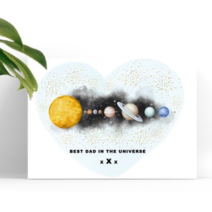 Tarjeta del Día del Padre, Tarjeta del Mejor Papá del Universo, Tarjeta de Amor para Papá, Tarjeta Personalizada para Papá, Tarjeta de Felicitación Azul y Dorada, Tarjeta de Cumpleaños
