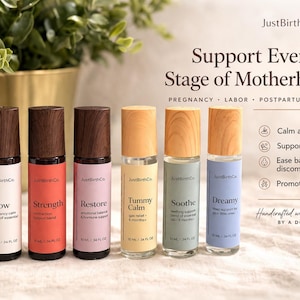 Set de roll-ons de aceites esenciales para el embarazo, el parto, el posparto y el bebé