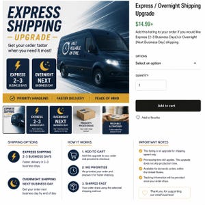 Express / Overnight Shipping Upgrade