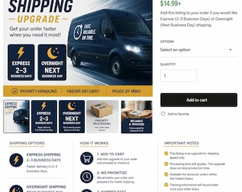 Express / Overnight Shipping Upgrade