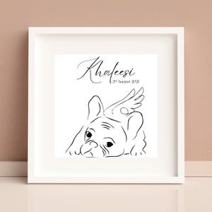 Personalised French Bulldog Digital Print | Frenchie Line Art Drawing | French Bulldog Portrait Outline with Name | Gift for Dog Owner